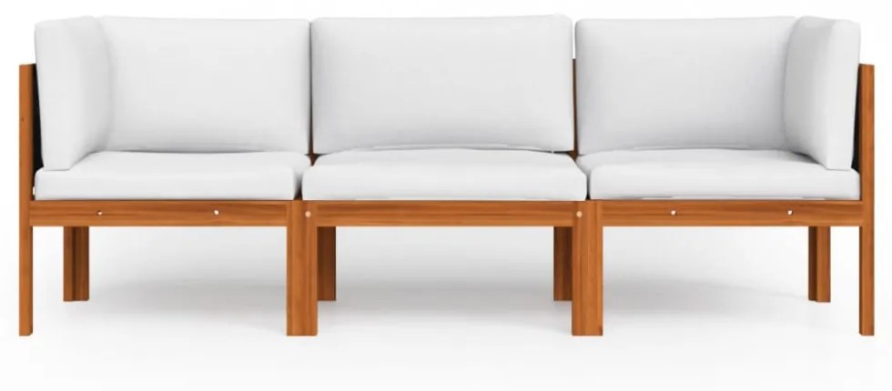 3 személyes kerti kanapé akácfa és kötél párnával