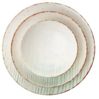 24 darabos porcelán étkészlet, fehér/zöld