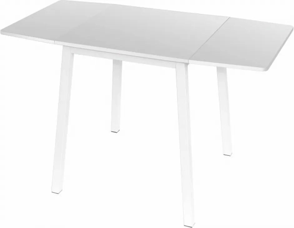 Étkezőasztal, MDF fóliázott/fém, fehér, 60-120x60 cm, MAURO