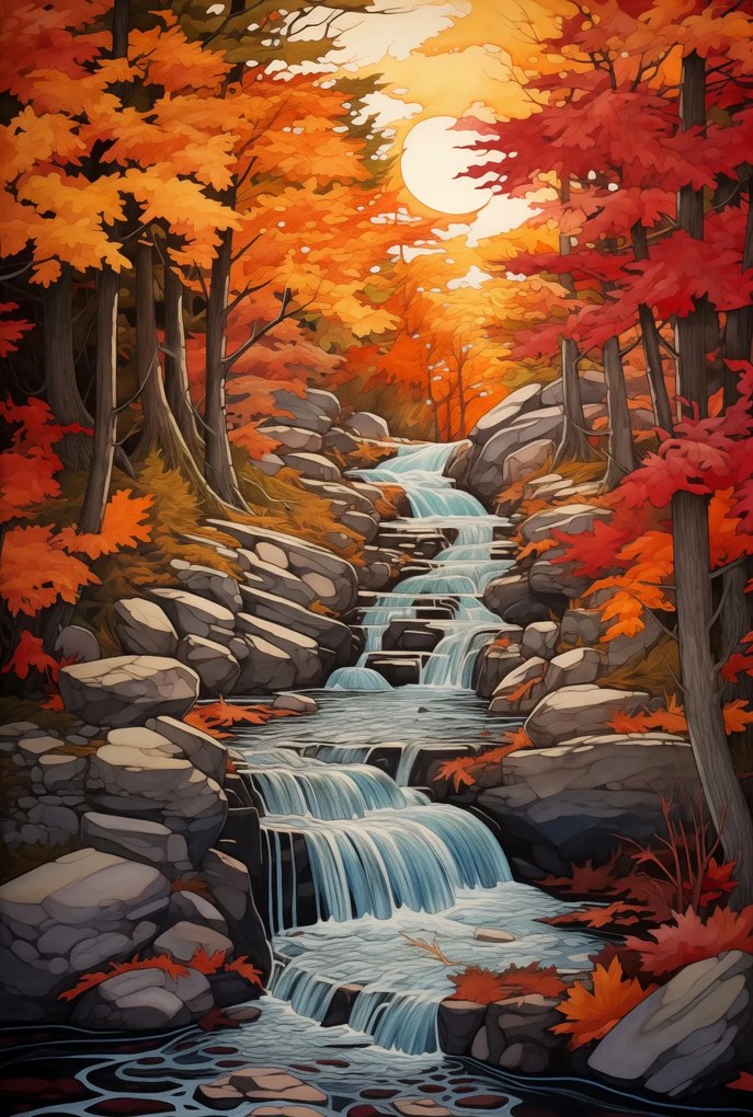 Poszter 68x101cm Őszi vízesések