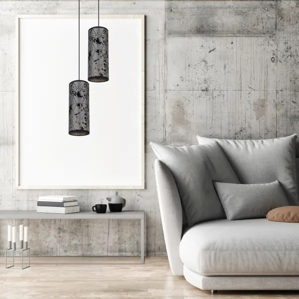 Csillár zsinóron AVALO 2xE27/60W/230V á. 20 cm szürke/fekete
