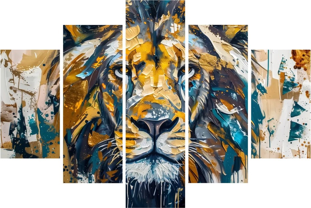 Kép - Absztrakt olajfestmény oroszlánnal (150x105 cm)