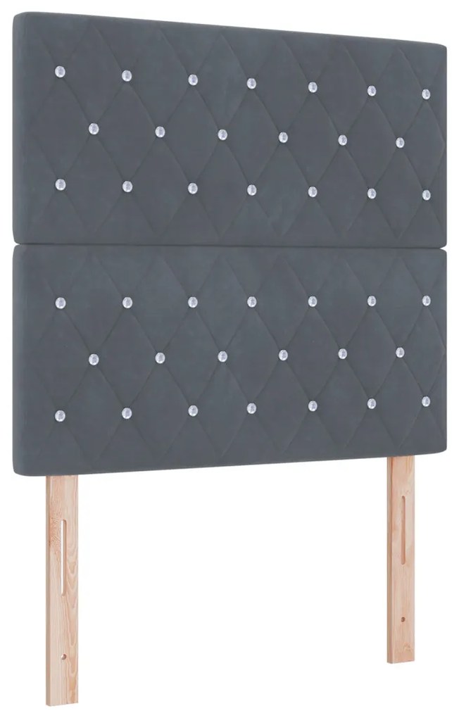 Boxspring Ágy Matrac Közép Szürke 90x190 cm Bársonyos