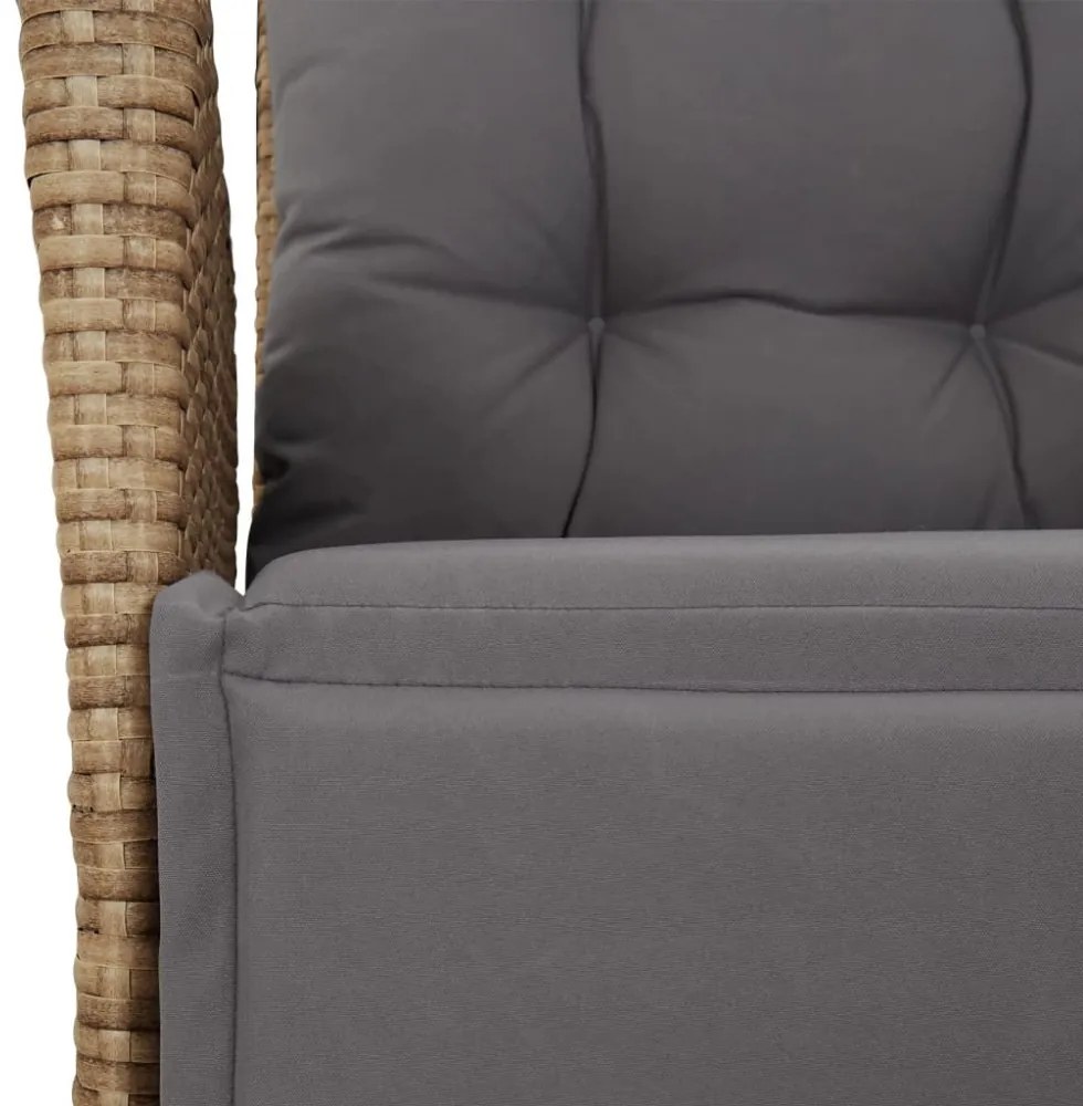 vegyes bézs polyrattan dönthető kerti szék lábtartóval