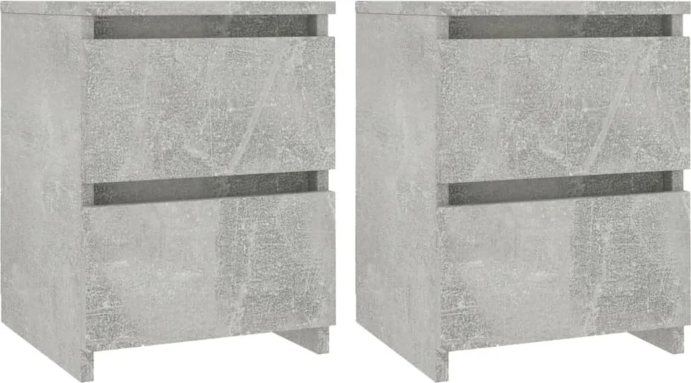 vidaXL 2 db betonszürke szerelt fa éjjeliszekrény 30 x 30 x 40 cm