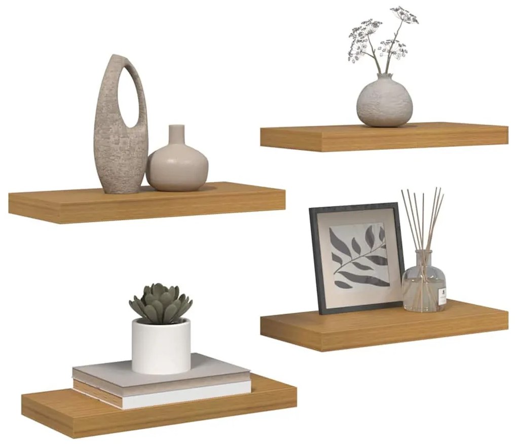 vidaXL Falpolc Falra szerelhető 4 pcs Bézs 50 x 23,5 x 4 cm Faanyag