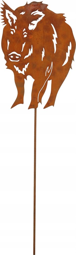 Kerti figura vaddisznó fém beszúrható rozsda díszítő kerti dekoráció 70 cm