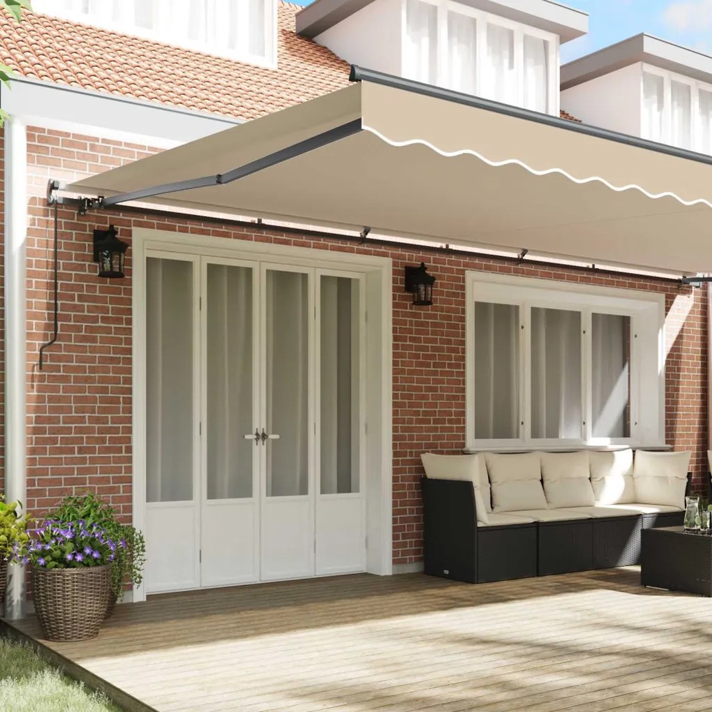 Behúzható napellenző Bézs 600 × 350 cm Poliészter és acél