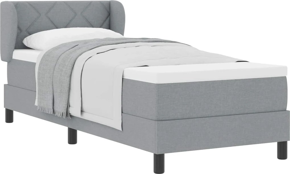 vidaXL Boxrugós ágy matracmal Világosszürke 80 x 200 cm szövet