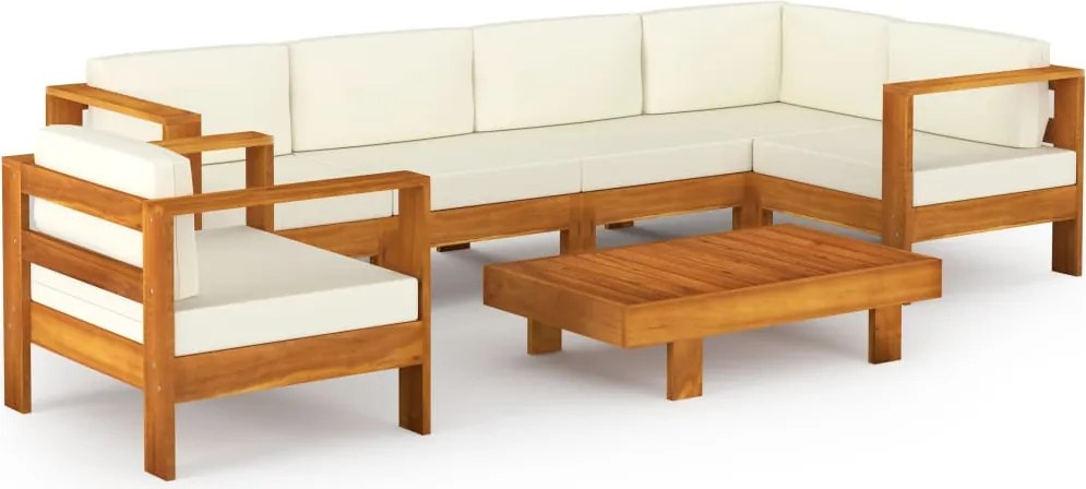 vidaXL 7 részes akácfa kerti pihenőgarnitúra párnákkal 100 x 60 cm
