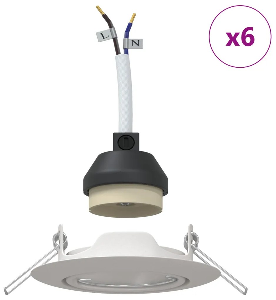 Beépített Spotlámpák 6 db Kerek GU10 Fehér Ø90 mm Acél