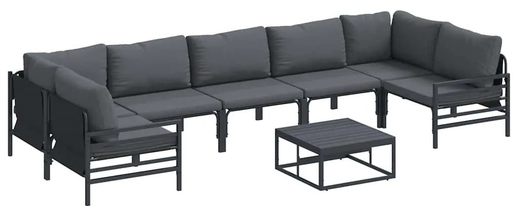 Kerti Kanapé Szett 8 pcs Antracitszürke Acél