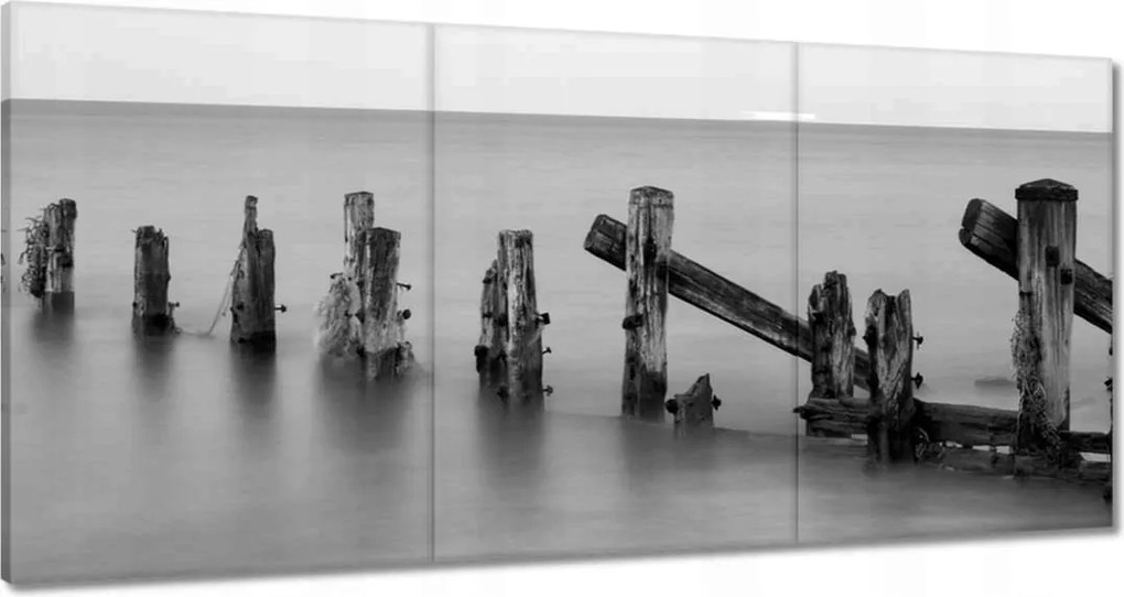 Vászonkép 60x30 Fából készült hullámtörő a tengeren