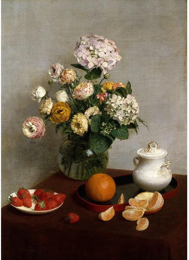 Henri Fantin-Latour - A Virágok és gyümölcsök című festmény másolata, 45 x 60 cm