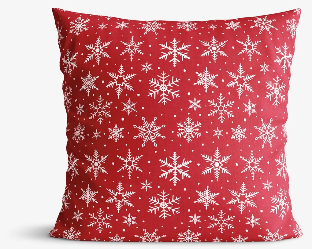 Goldea karácsonyi párnahuzat valencia - fehér pelyhek piros alapon 45 x 45 cm