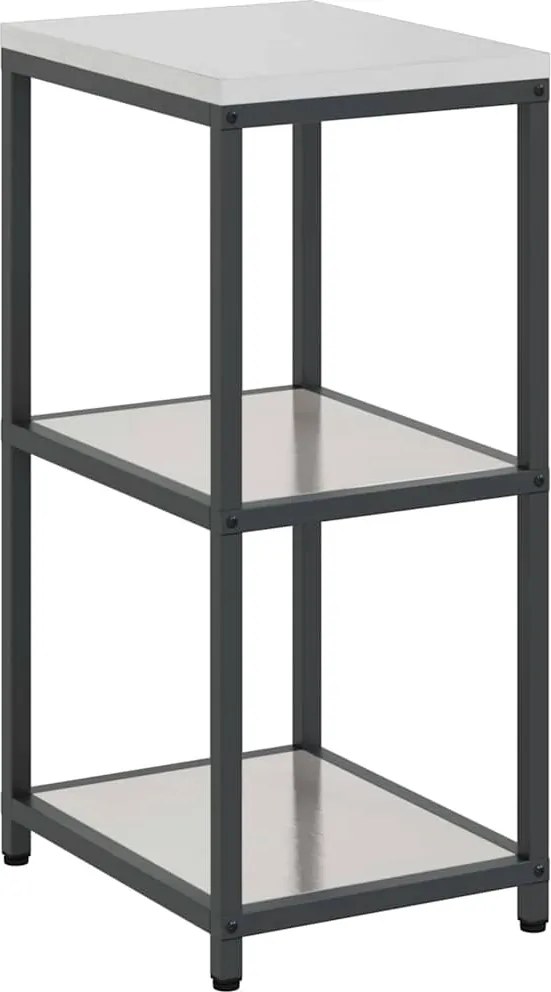 vidaXL Konyhai Tárolás polcokkal tárolóval Ezüst 60 x 50 x 92 cm Acél