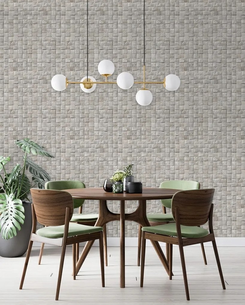 Szürke Fali Tapéta Vinil Fonott Motívummal, Flizelin