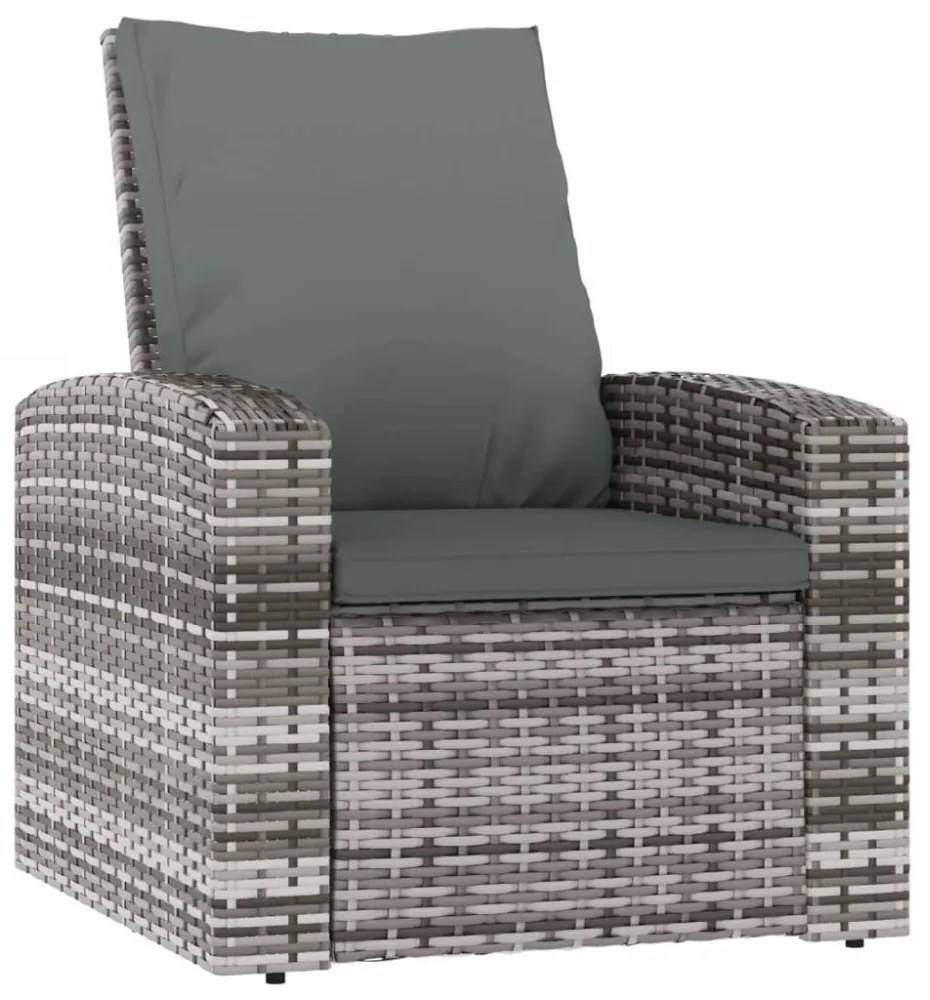 szürke polyrattan dönthető kerti szék párnával