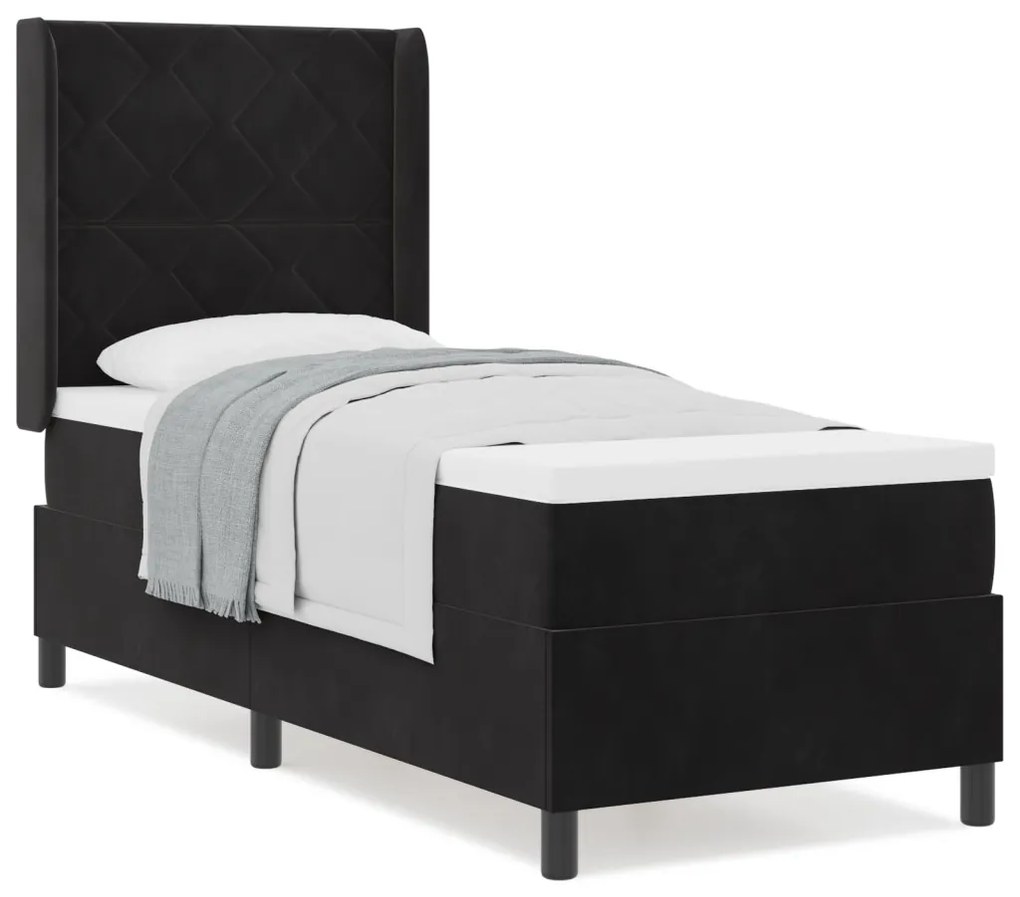 Boxspring Ágy Matrac Használatával Fekete 80x200 cm Bársonyos