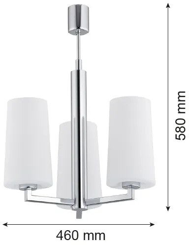 Argon 1224 - Csillár rúdon CAMELOT 3xE27/15W/230V fényes króm