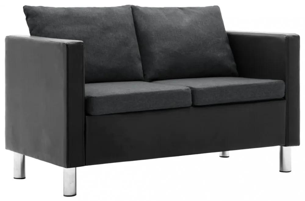 Kétszemélyes fekete-sötétszürke műbőr kanapé