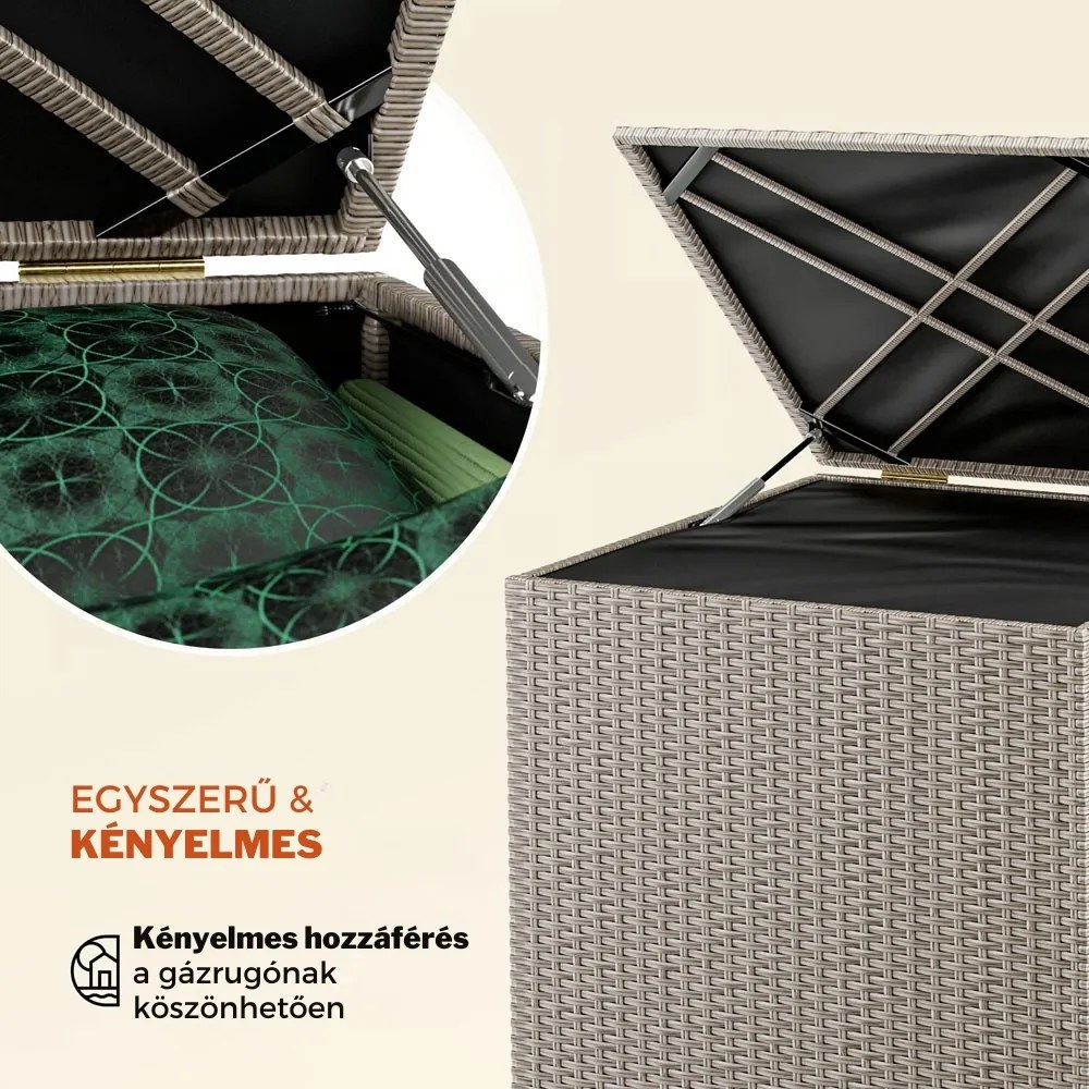 RICCO polyrattan tárolódoboz, 318L, 75x75x70 cm, krémszínű Casaria