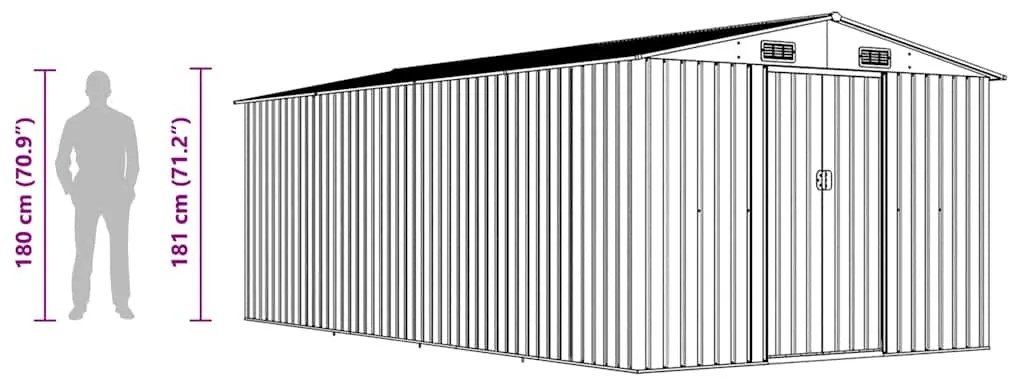 zöld fém kerti fészer 257 x 489 x 181 cm