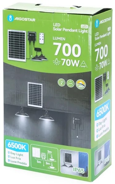 Aigostar - LED Napelemes csillár érzékelővel 2xLED/35W/12V 6000 mAh 6500K átm. 15 cm