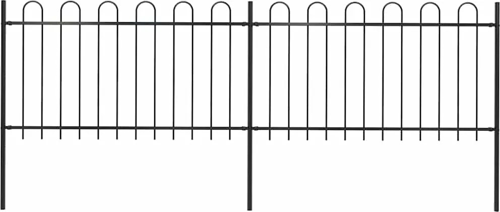 vidaXL fekete acélkerítés karikás tetejű 359 x 100 cm