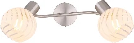 Globo 54025-2 Spotlámpa matt króm fém és fehér szatén üveg búrával. LxBxH:360x190x192, exkl. 2xE27 40W 230V