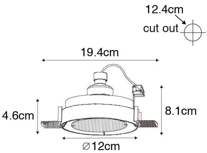 Modern beépíthető reflektor fehér GU10 AR70 kerek trim nélküli - Oneon