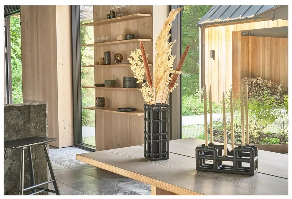 Fekete poligyanta kézzel készített váza (magasság 30 cm) Lyst – Villa Collection