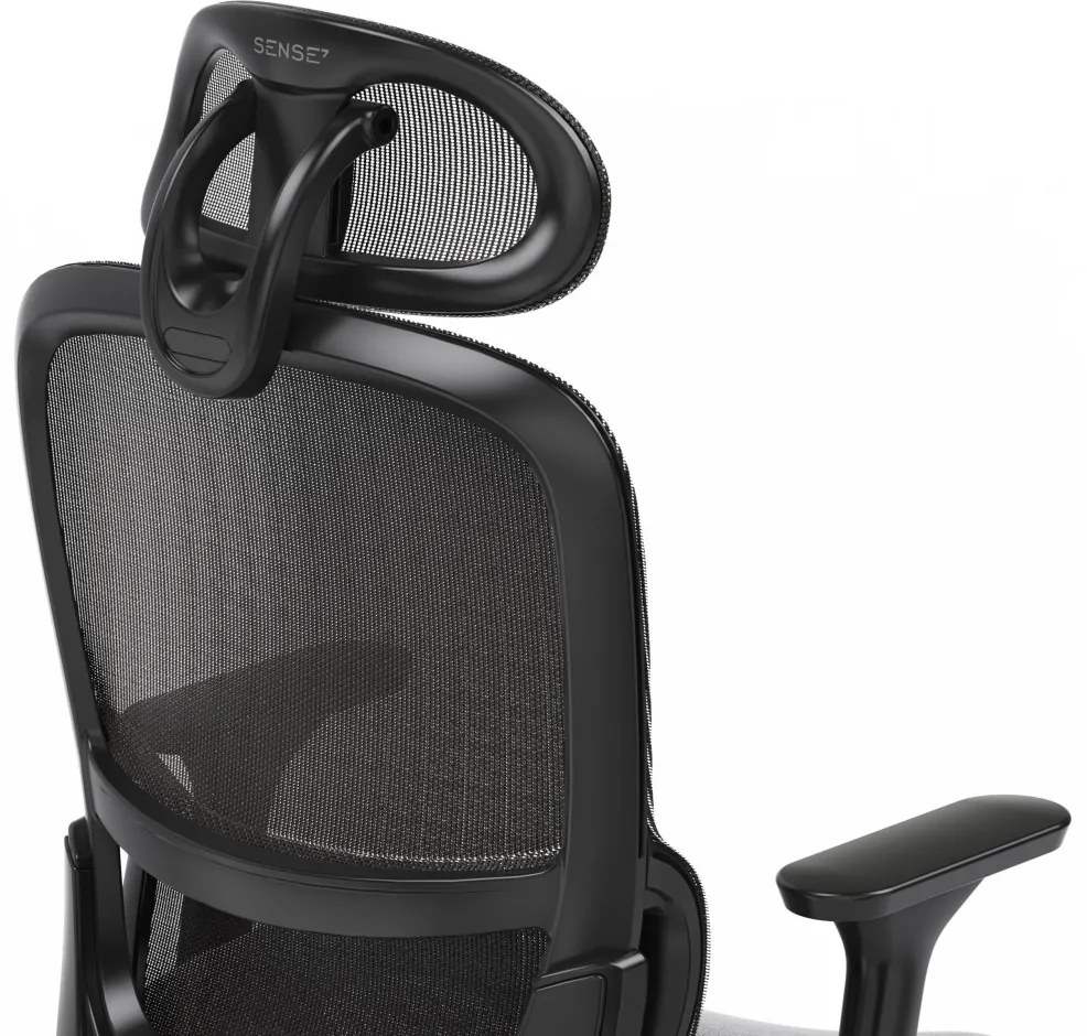 Ergonomikus irodai forgószék Neyo deréktámasz, fejtámla, háló, fekete