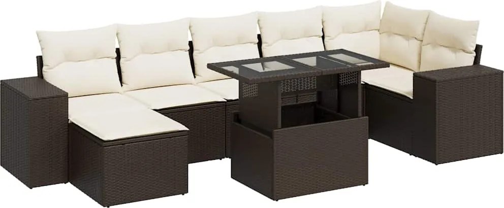 vidaXL 8 részes barna polyrattan kerti ülőgarnitúra párnákkal