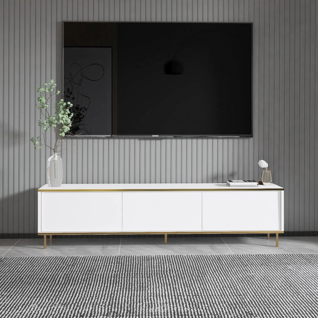 TV szekrény Imaj - White, Gold