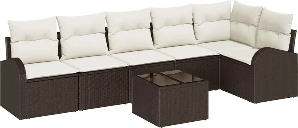 vidaXL Kerti Kanapé Szett Barna polirattan