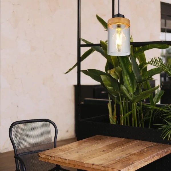 Globo 15557H - Csillár zsinóron FINCA 1xE27/40W/230V fém/fa