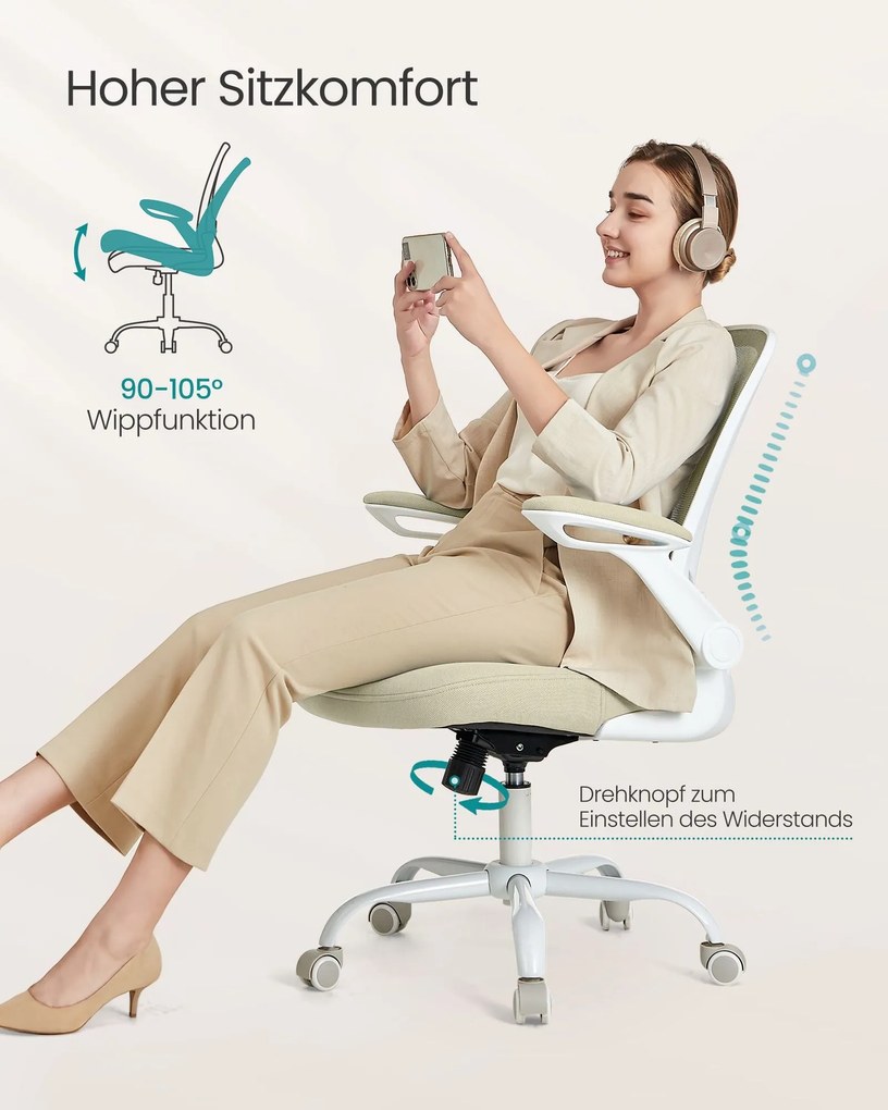 Ergonomikus irodai szék zabpehely-bézs színben