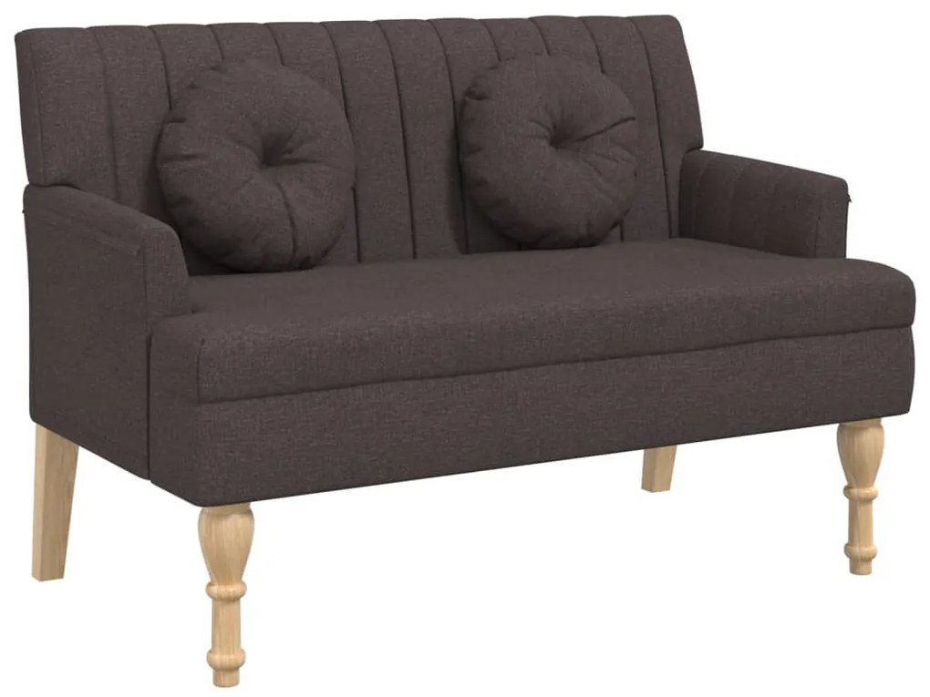 sötétbarna szövetpad párnákkal 113x64,5x75,5 cm
