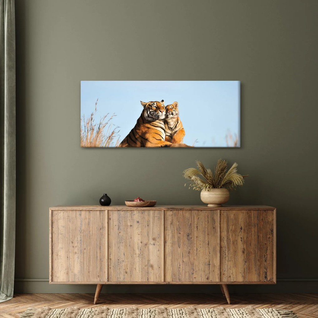 Kép - Tigris és a kölyke (120x50 cm)