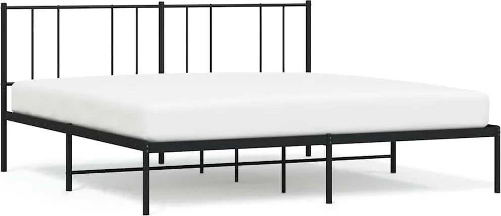 vidaXL fekete fém ágykeret fejtámlával 200 x 200 cm