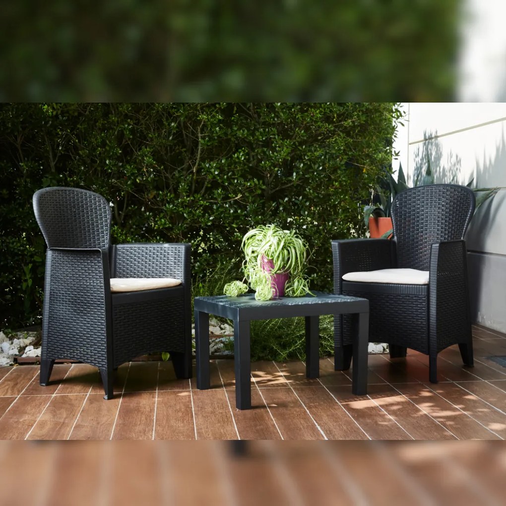 Kerti garnitúra AKITA, 3 részes, antracit színben I.P.A.E-Progarden