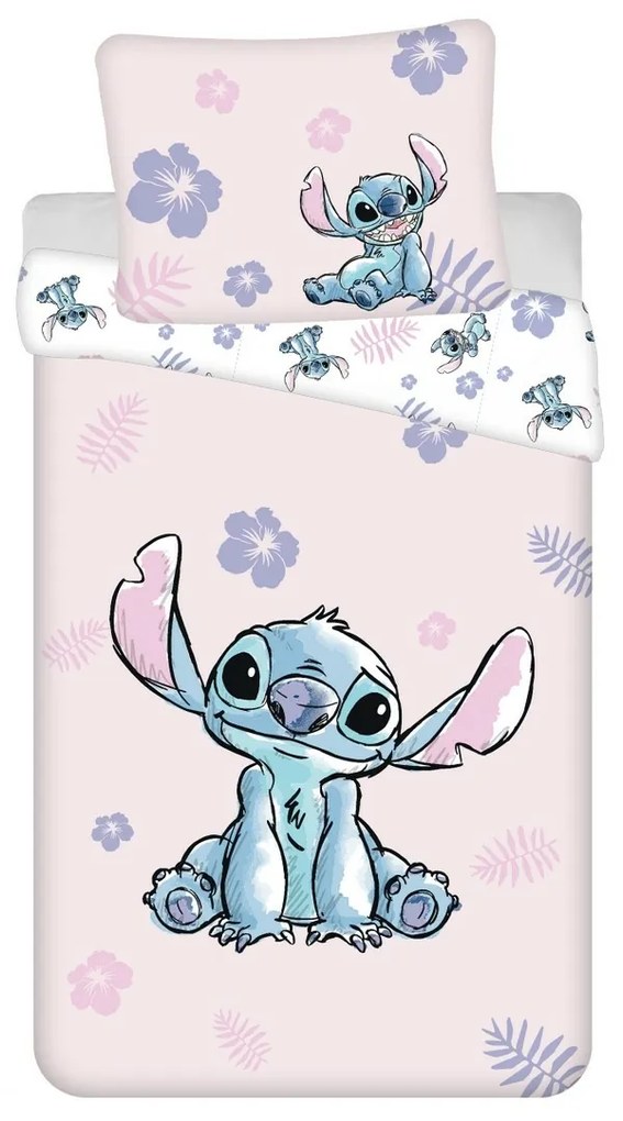Jerry Fabrics Pamut ágynemű Lilo és Stitch Pink, 140 x 200 cm, 70 x 90 cm