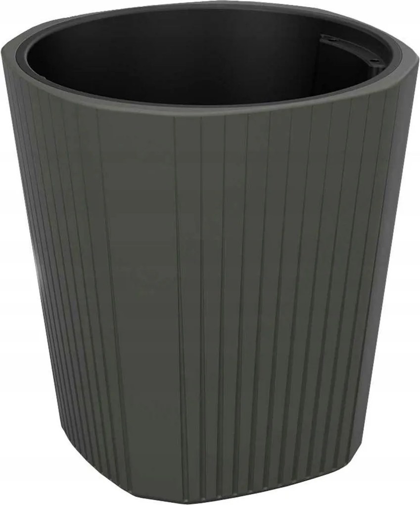 Virágtartó betéttel Nagy antracit virágtartó terasz kert 39x41 cm