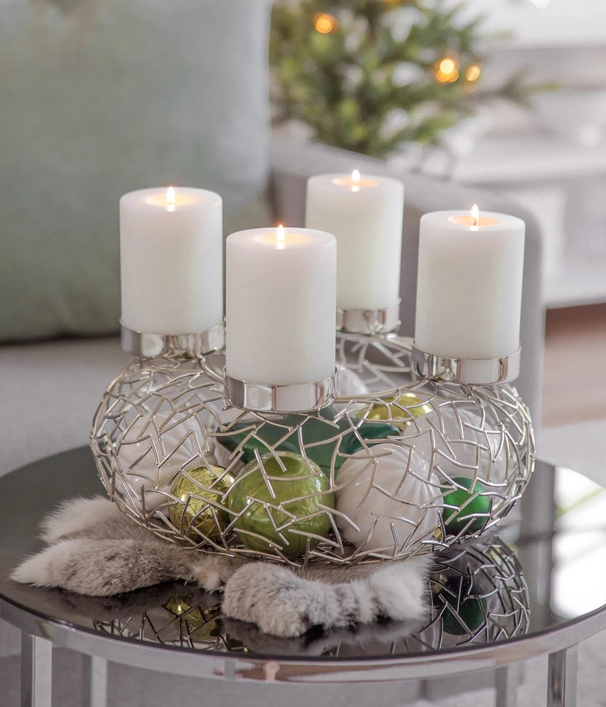 Adventi koszorú Milano Ø 34 cm, ezüst - EDZARD