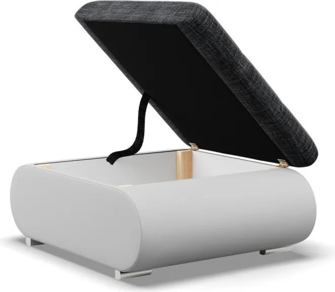 Tokio puff, fonott + műbőr, sötétszürke - fehér