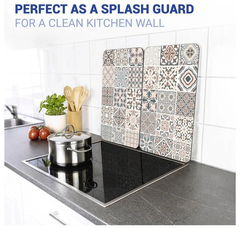 Edzett üveg tűzhely fedőlap szett 2 db-os 30x52 cm Universal Tile – Wenko