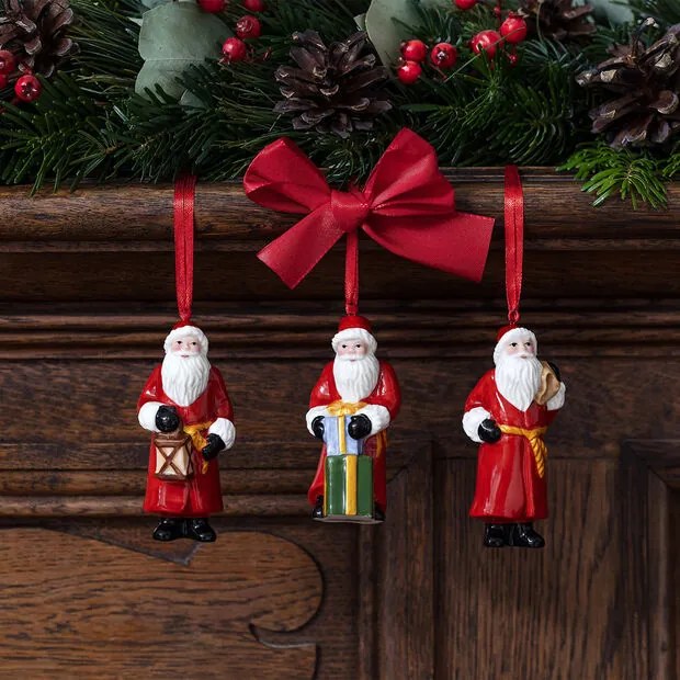 Karácsonyi függő dísz Télapó motívummal, 3 db, Nostalgic Ornaments kollekció- Villeroy & Boch