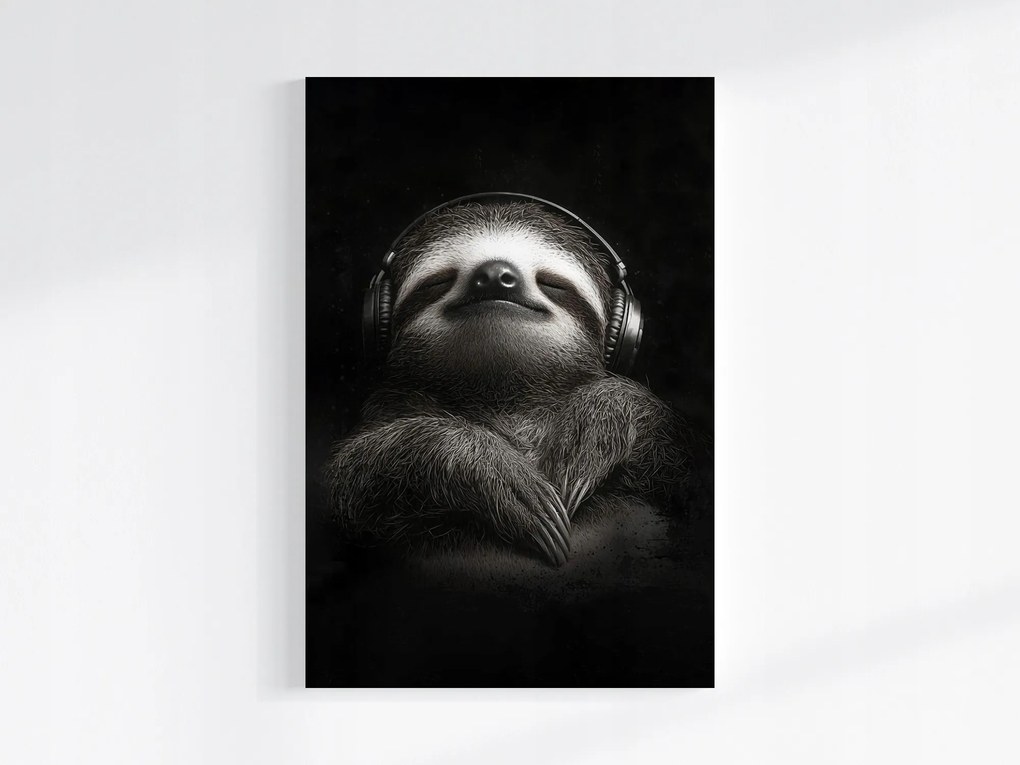 Vászonkép Canvas Portré Lajhár Zene Relaxáció Pihenés 80x120