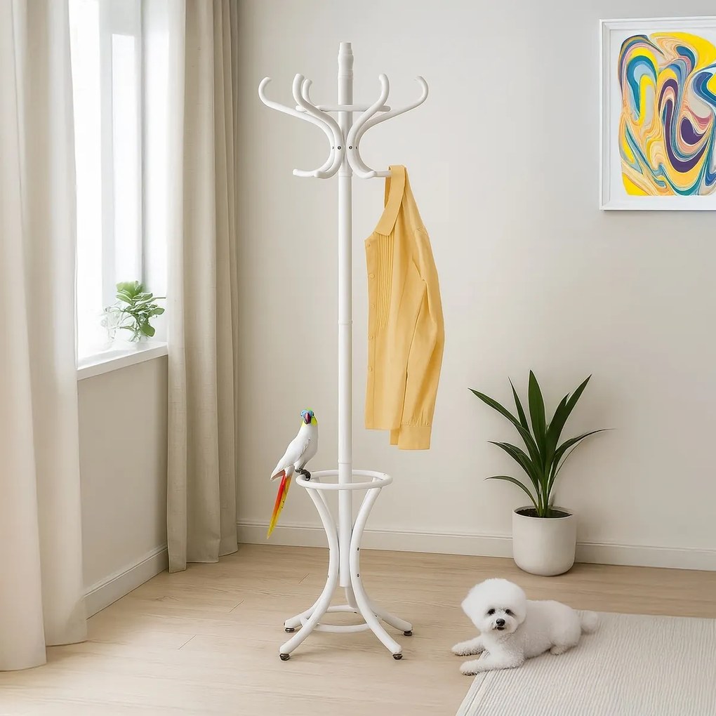 Masszív fa fogas, matt fehér, 185 cm